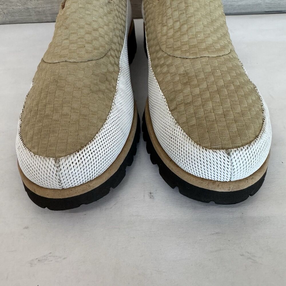 Pas de Rouge Tan & White Stretch‎ Fabric Slip On Flat Shoes Women EU 38.5 US 7.5 - Picture 9 of 16